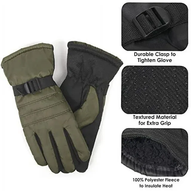 1 Pair of Adult One Size Insulated Waterproof Windproof Cold Winter Weather Gloves for Snow ZB111