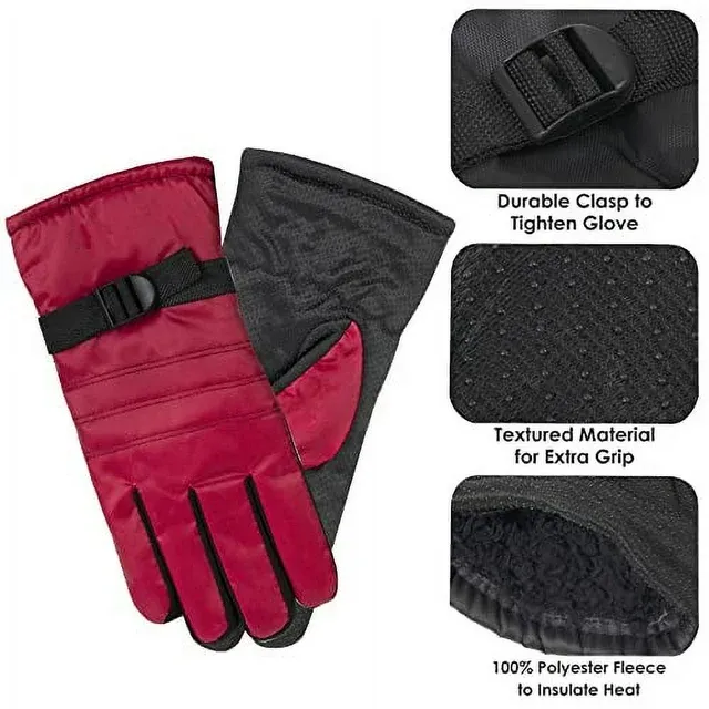 1 Pair of Adult One Size Insulated Waterproof Windproof Cold Winter Weather Gloves for Snow ZB111