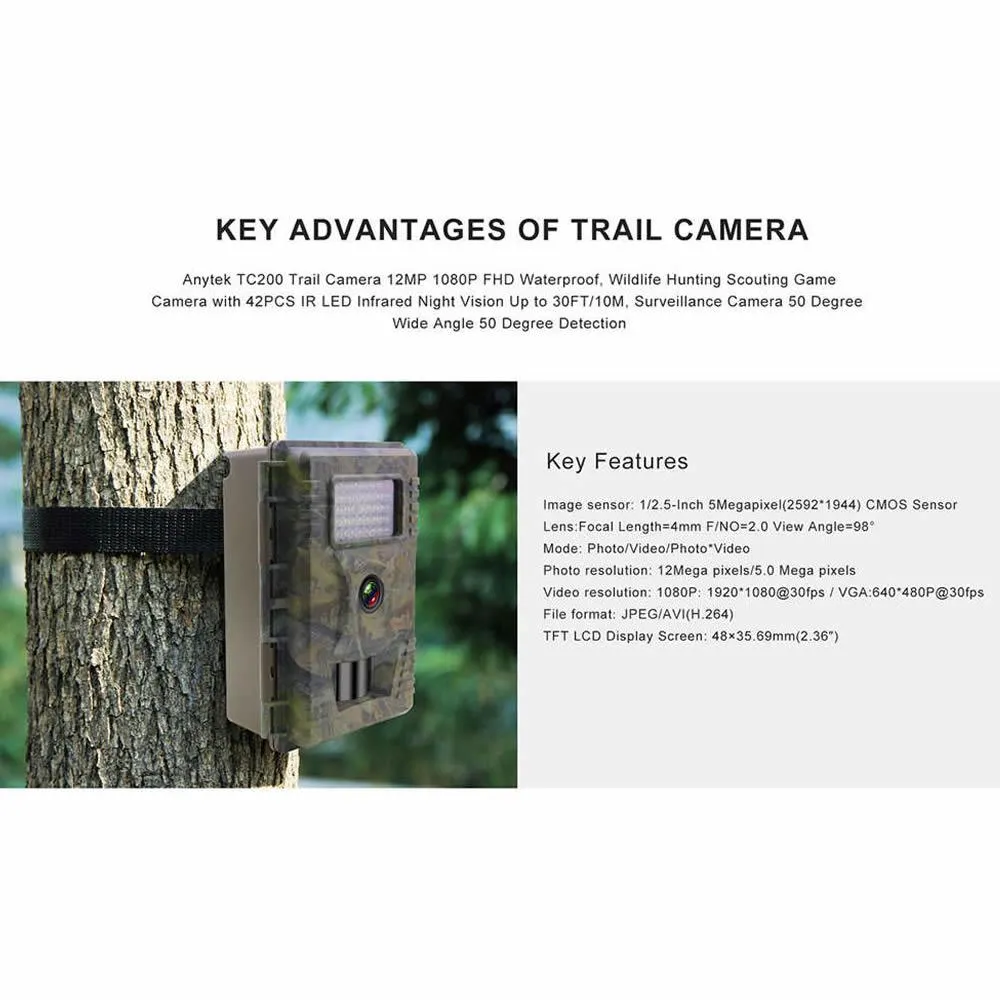 12Mp Ip66 Waterproof Hd Night Version Hunting Trail Camera - Tc200 - Shop Now For Best Deals