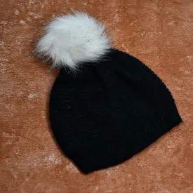 6342 Men's and Women's Skull Slouchy Winter Woolen Knitted Black Inside Fur Beanie Cap.