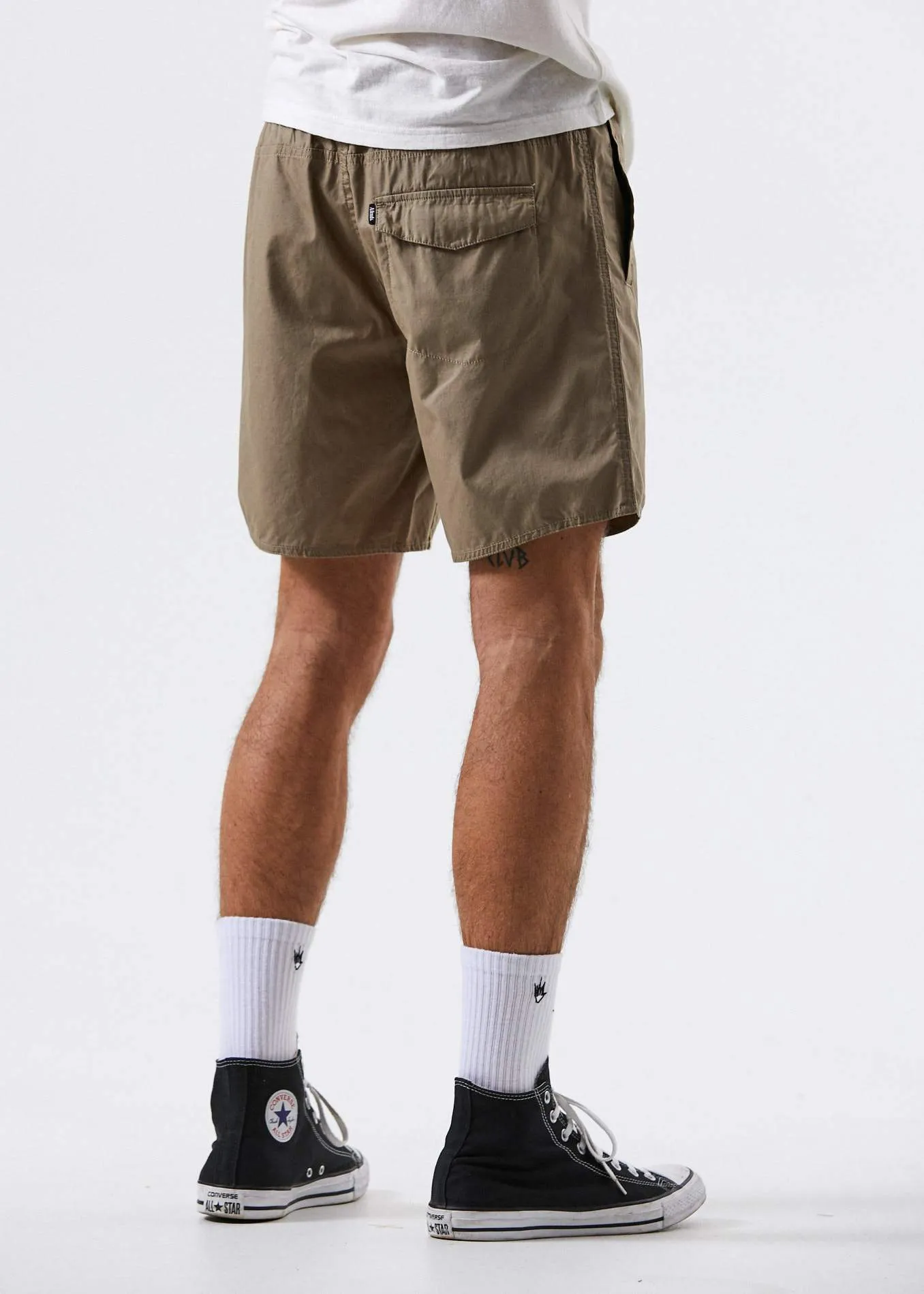 Afends Mens Baywatch Basics - Elastic Waist Boardshort - Military