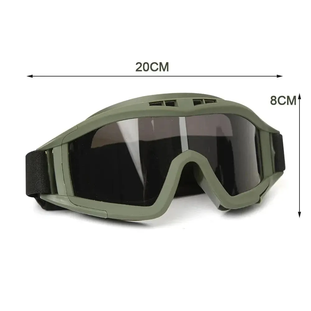 Airsoft Tactical Goggles 3 Lens Windproof Dustproof Shooting Motocross Motorcycle Mountaineering Glasses CS Safe Protection