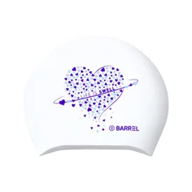 Barrel Heart Hoop Long Hair Swim Cap-WHITE