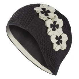 Black With White Flowers Swim Cap For Women by Fashy