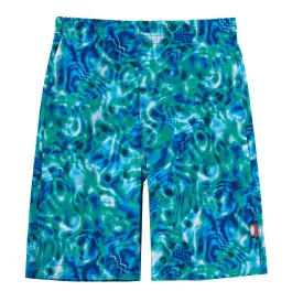 Boys UPF 50  Recycled Polyester Soft Stretch Below the Knee Printed Swim Board Shorts  | Swirly Waters