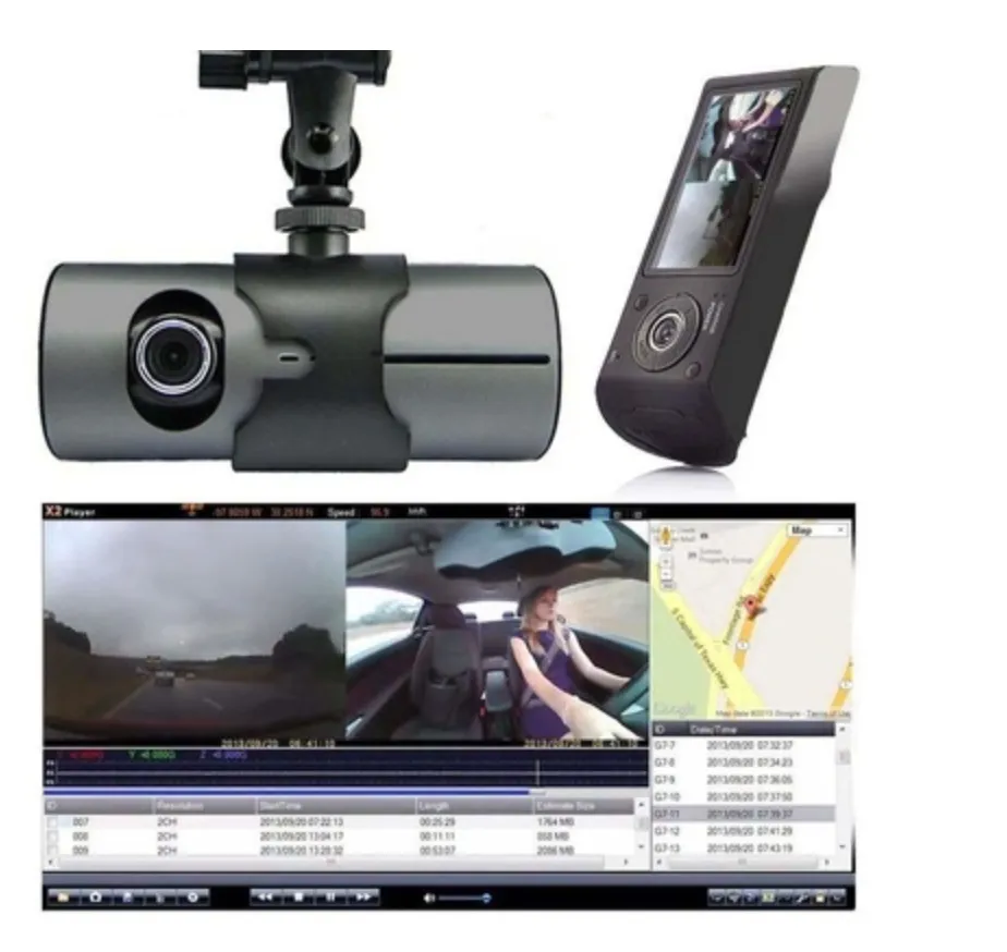 Car DVR Camera Video Recorder Dash Cam G-Sensor GPS Dual Len Cam 2.7"