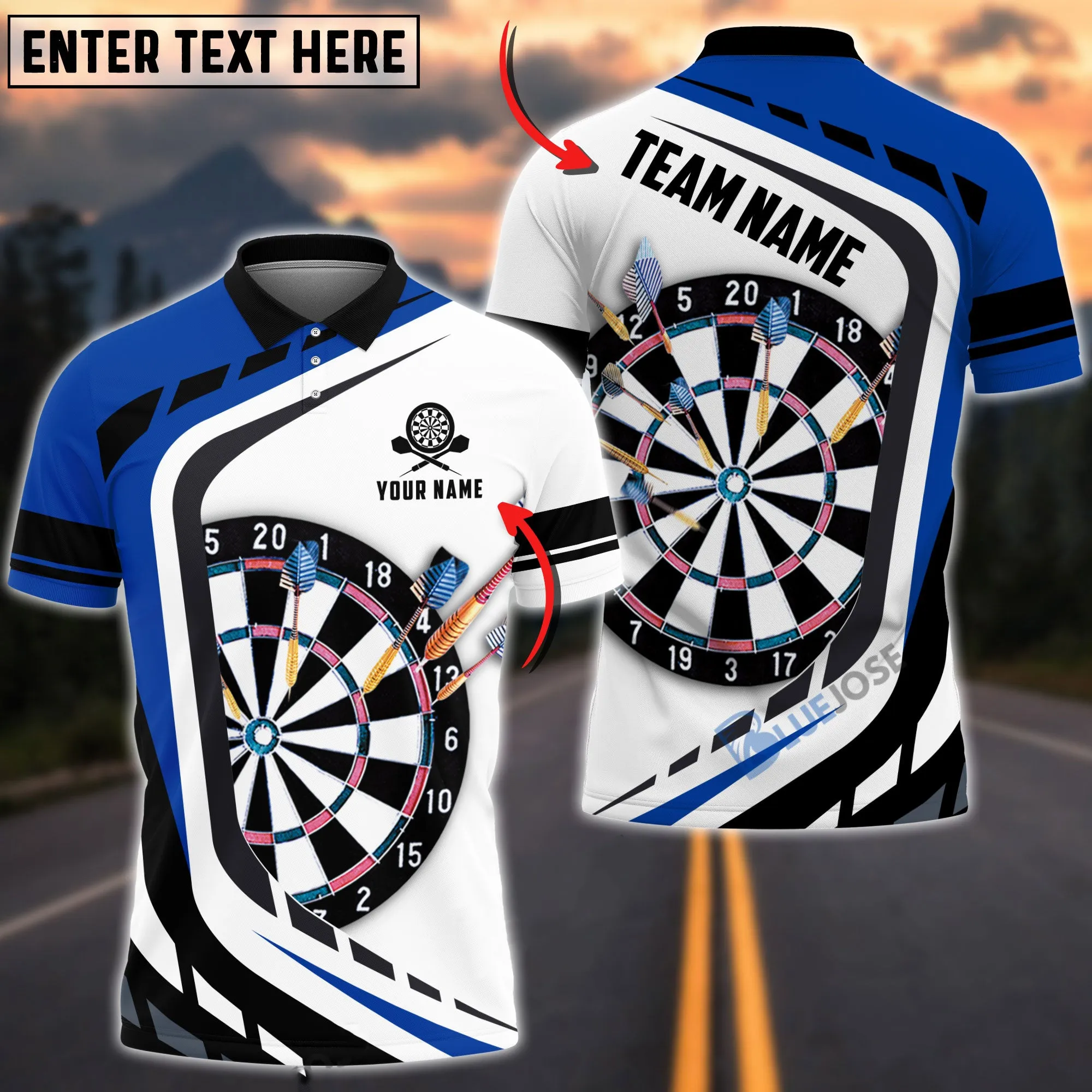 Coolspod Dart Board Polo Shirt, Personalized Name Team Multi Color Dart 3D Shirt