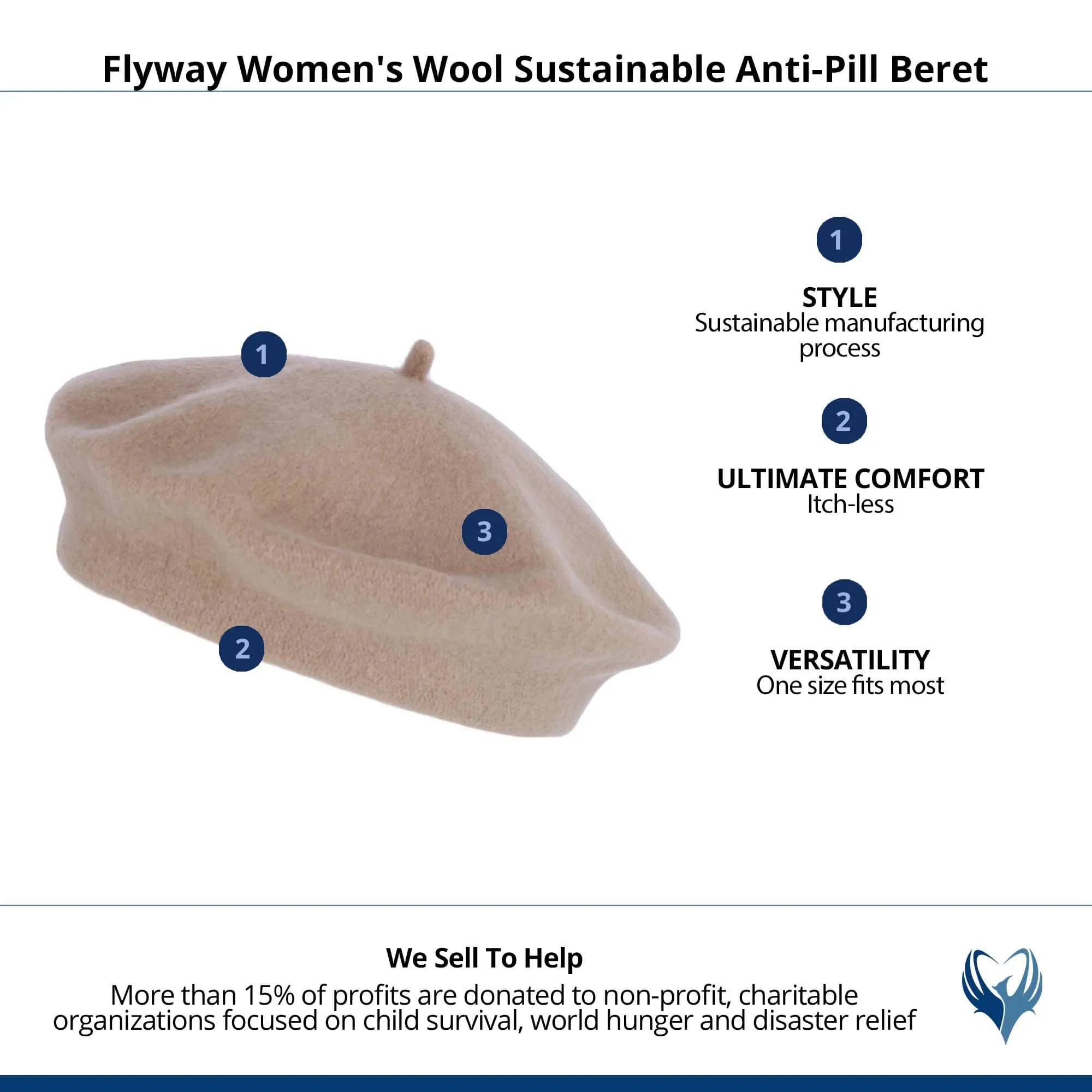 CTM® Women's Wool Sustainable Anti-Pill Beret