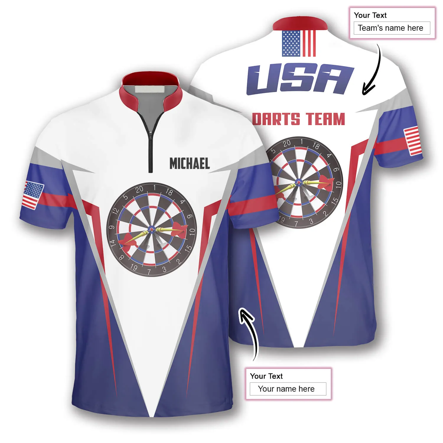 Dart Board USA Custom Darts Jerseys for Men, Personalized Name Team Name Dart Shirt, Dart USA Shirt