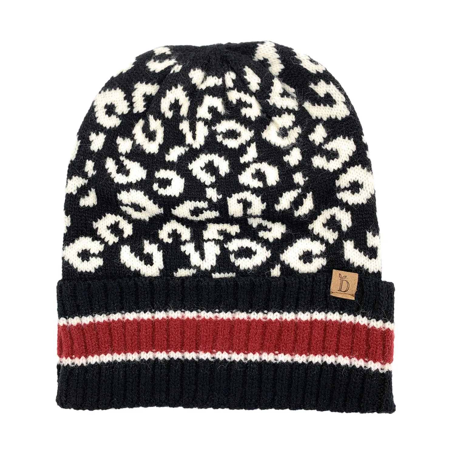 Empire Cove Winter Set Knit Leopard Striped Beanie and Touch Screen Gloves Gift Set