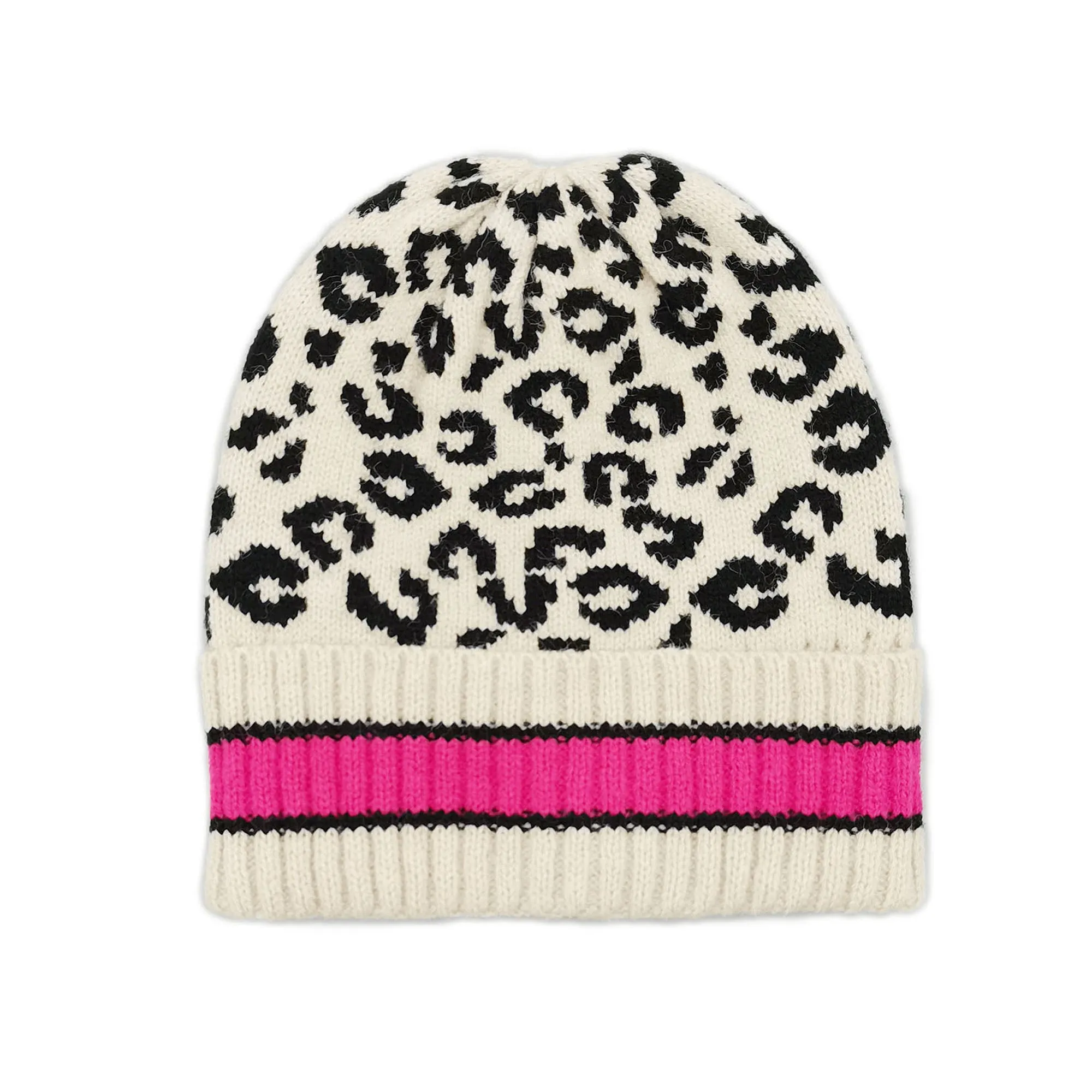 Empire Cove Winter Set Knit Leopard Striped Beanie and Touch Screen Gloves Gift Set