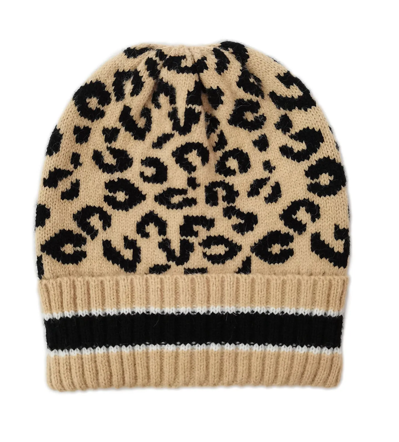 Empire Cove Winter Set Knit Leopard Striped Beanie and Touch Screen Gloves Gift Set