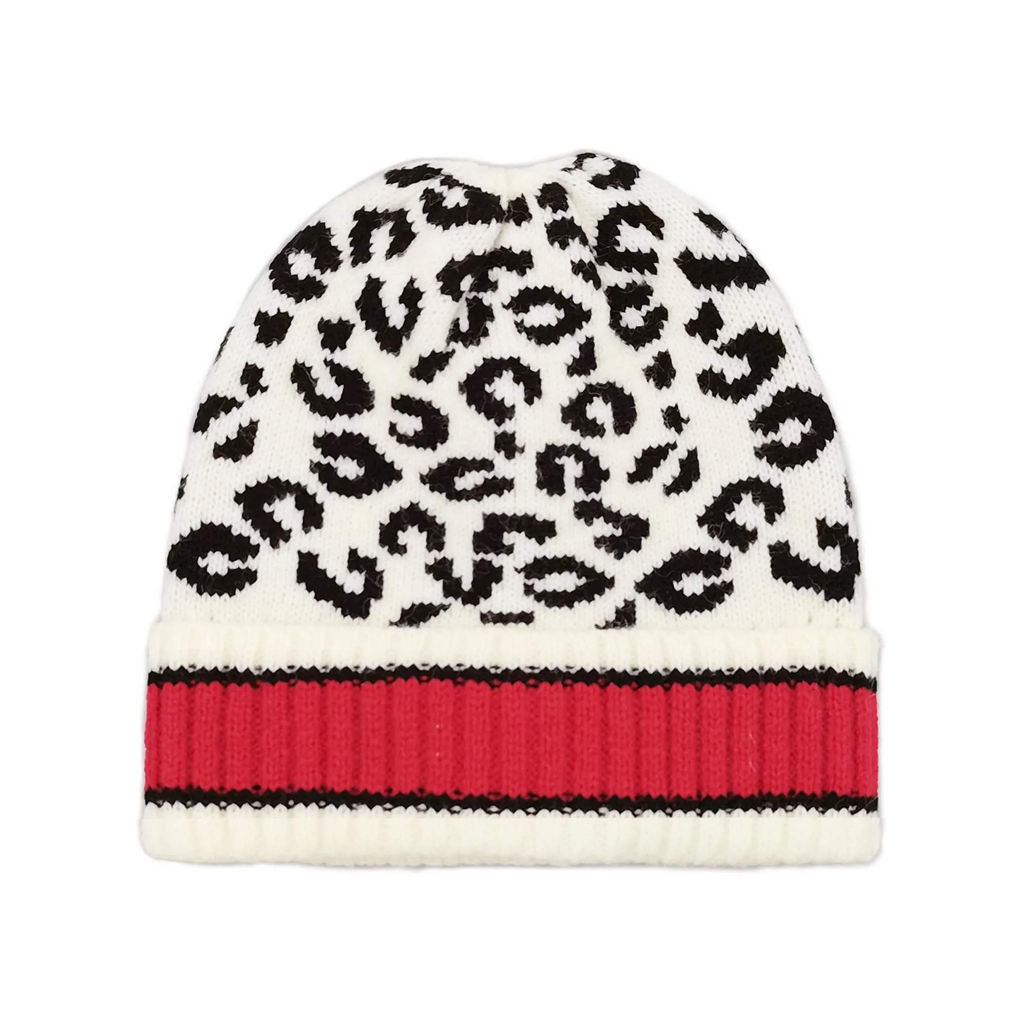 Empire Cove Winter Set Knit Leopard Striped Beanie and Touch Screen Gloves Gift Set