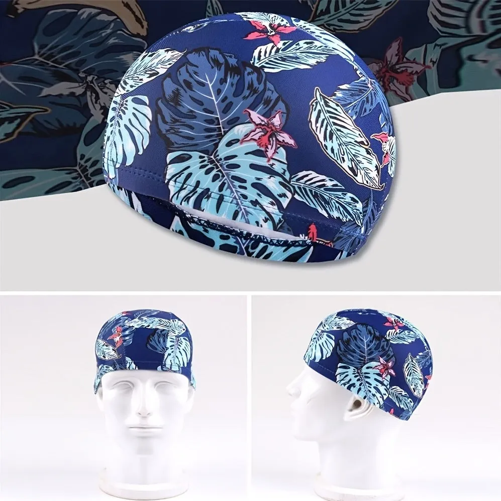 Floral Print Long Hair Swim Cap Protect Hair in Water