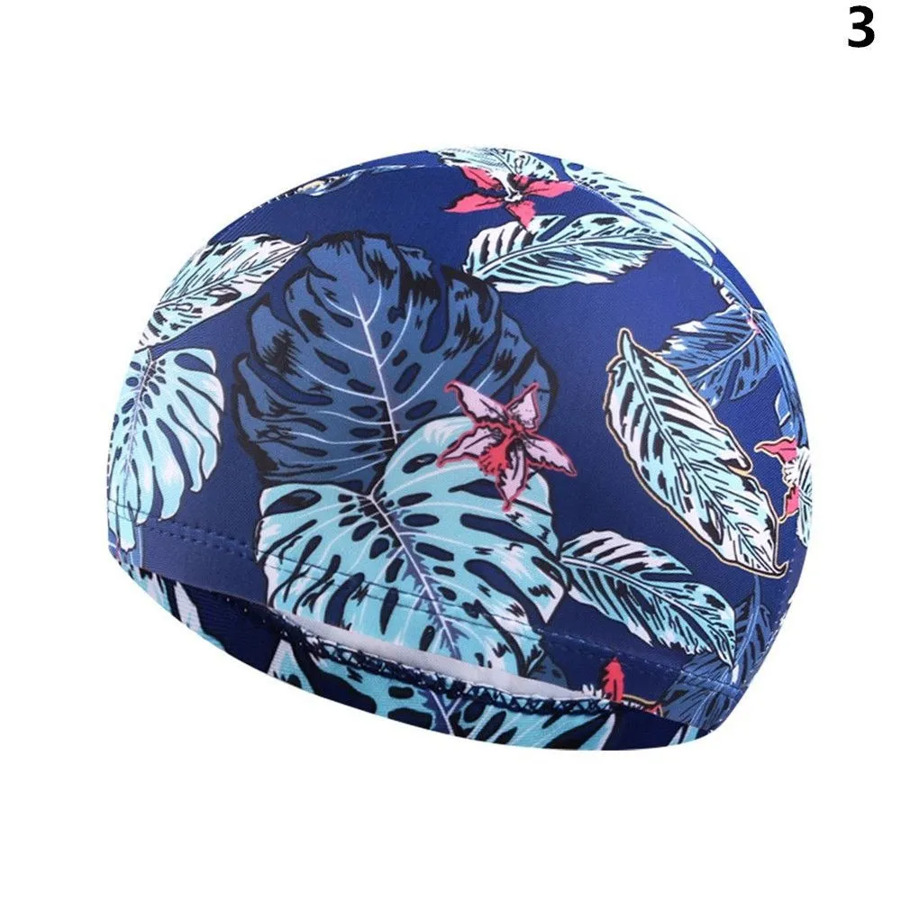 Floral Print Long Hair Swim Cap Protect Hair in Water