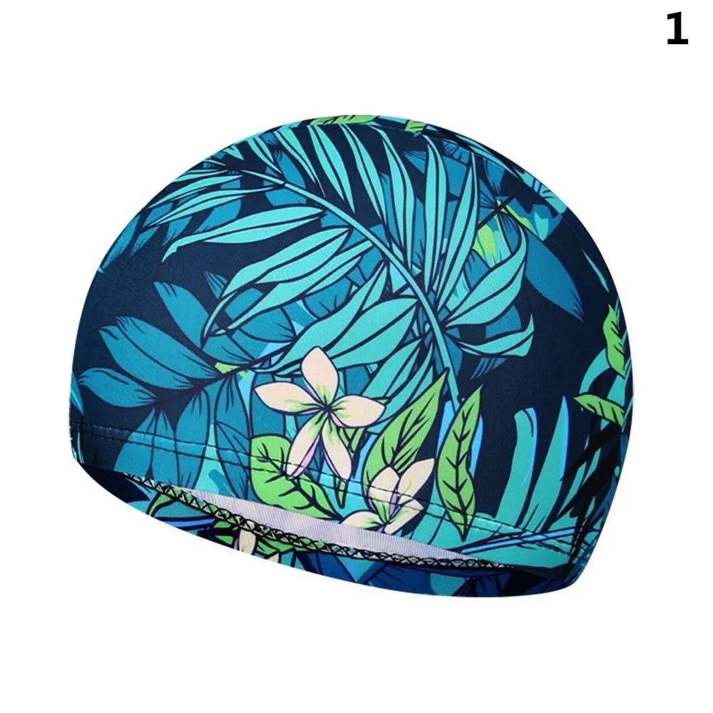 Floral Print Long Hair Swim Cap Protect Hair in Water