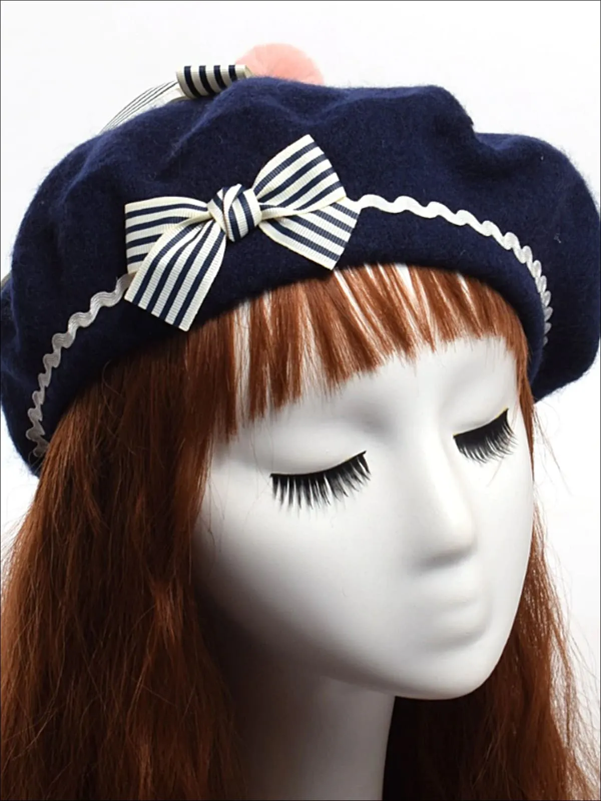 Girls Parisian Style Bow Tie Wool Beret