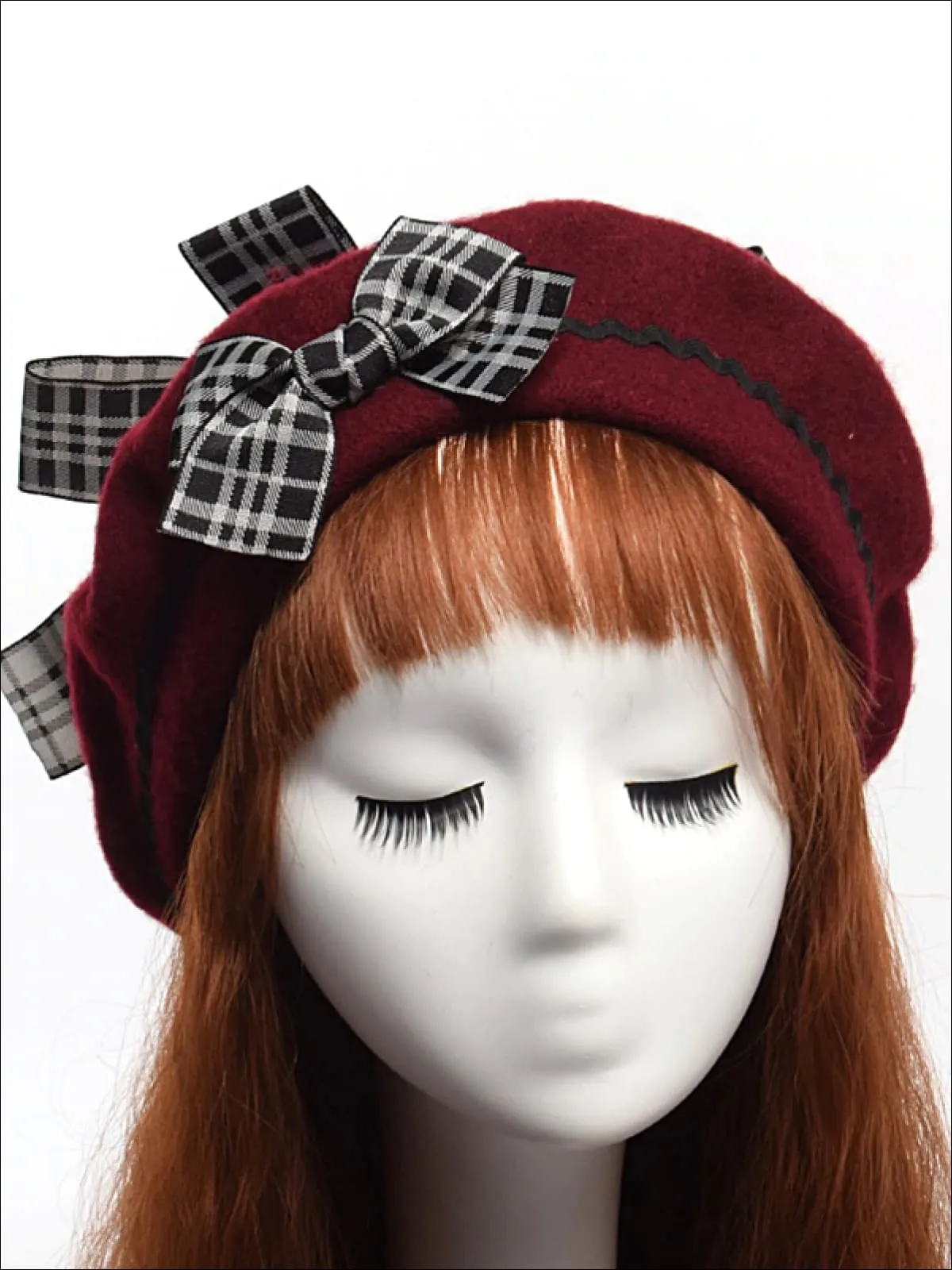 Girls Parisian Style Bow Tie Wool Beret