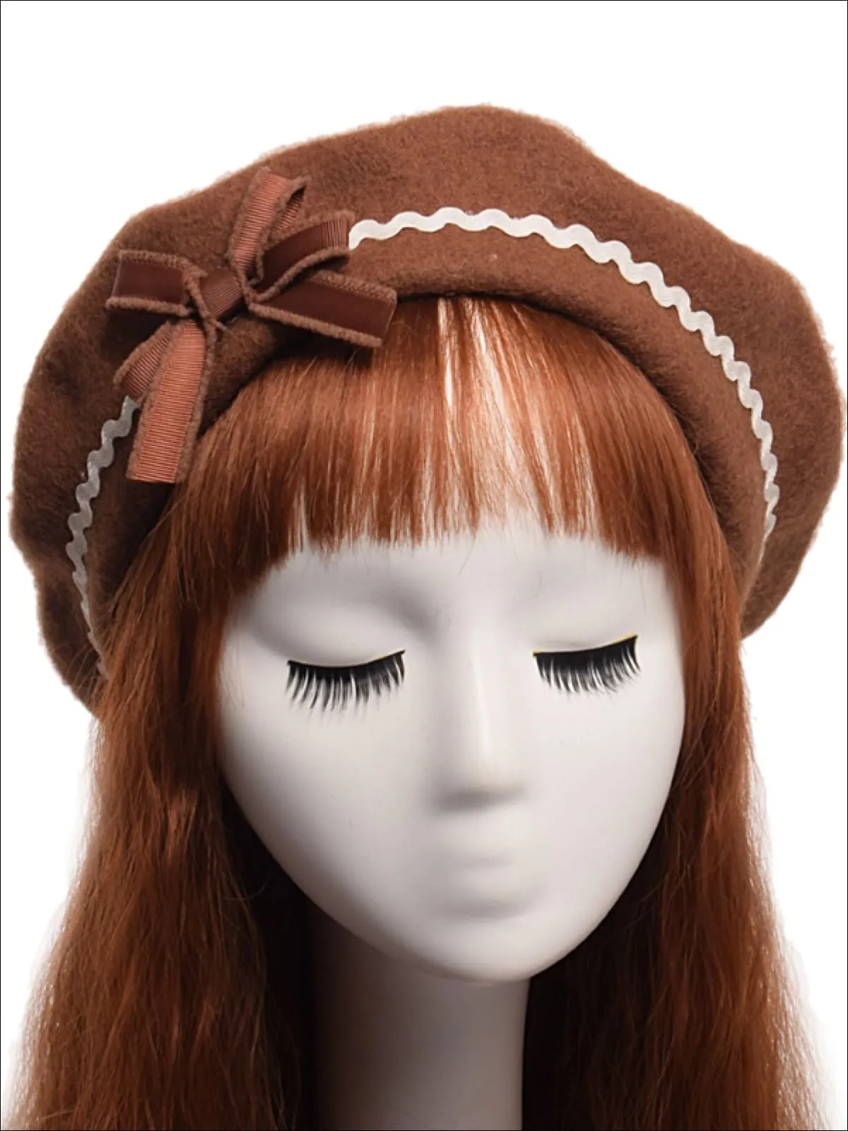 Girls Parisian Style Bow Tie Wool Beret