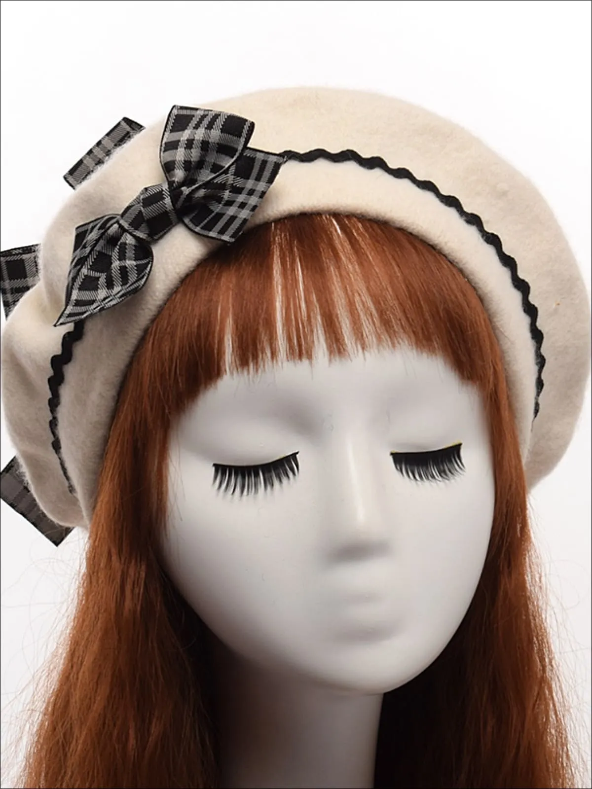 Girls Parisian Style Bow Tie Wool Beret