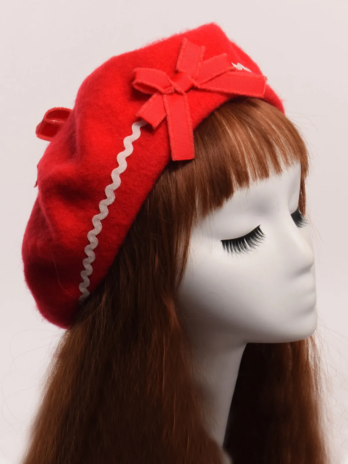 Girls Parisian Style Bow Tie Wool Beret