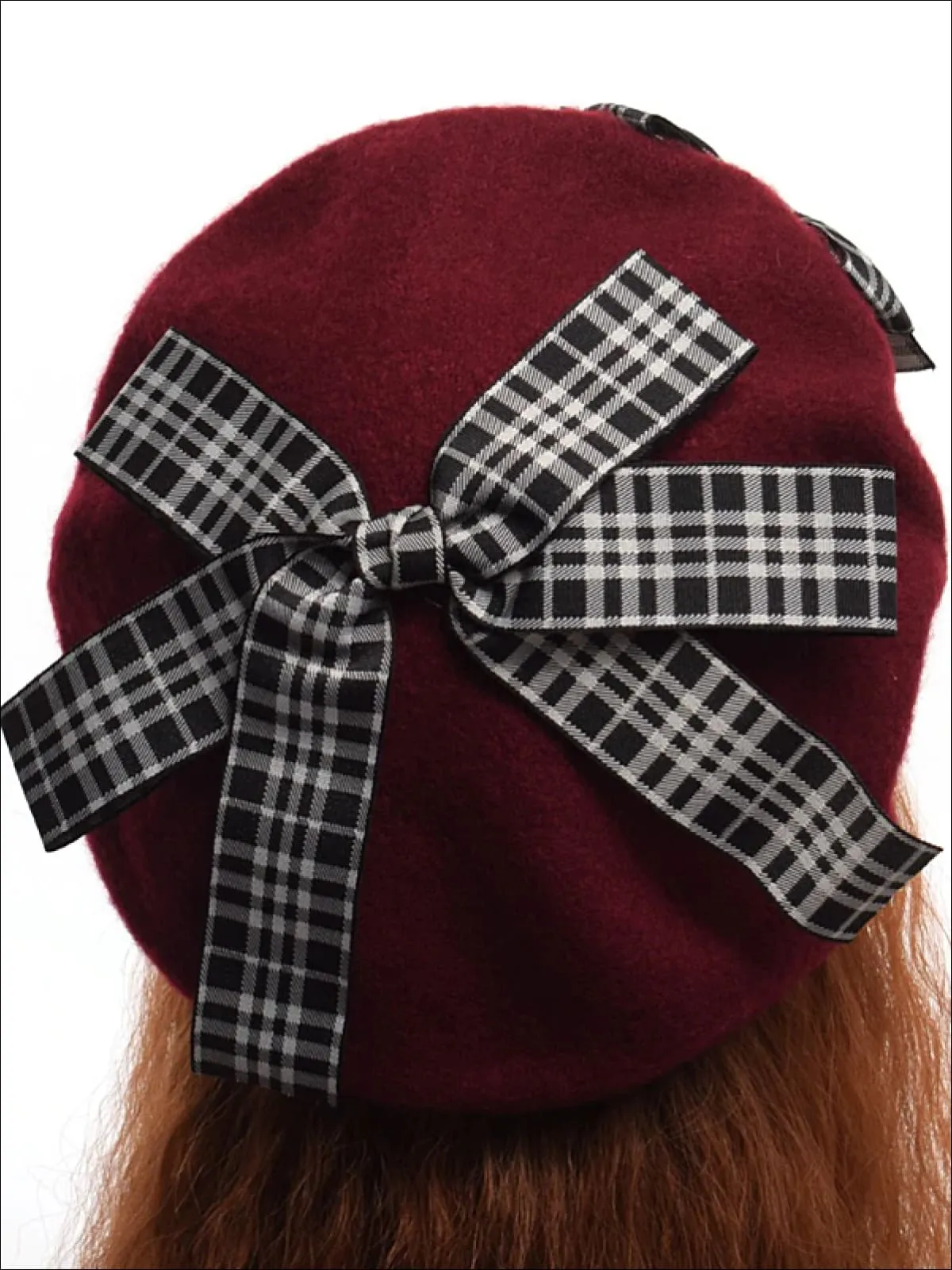 Girls Parisian Style Bow Tie Wool Beret