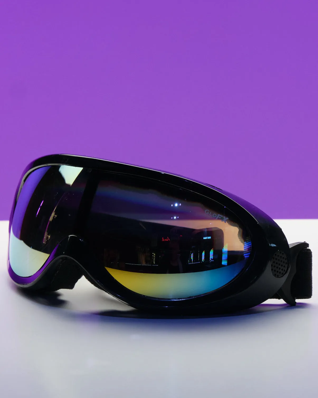 GloFX Black Diffraction Ski Goggles - Rainbow Gradient