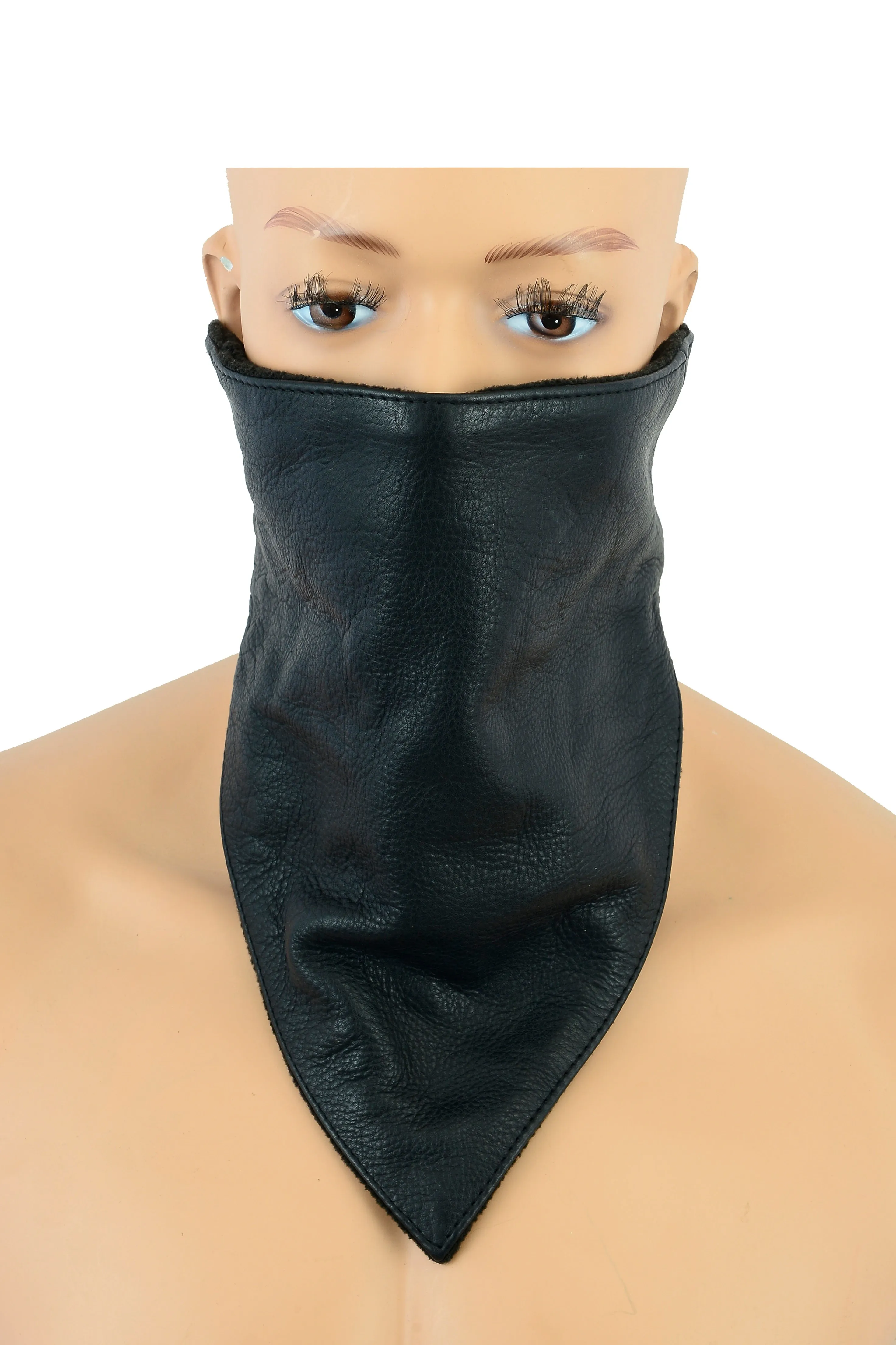 HIGHWAY LEATHER Facemask Motorcycle Leather Half Face Mask 100% Natural Buffalo Leather Bandana Face Mask - Protection from UV, Cold, Dust, Wind