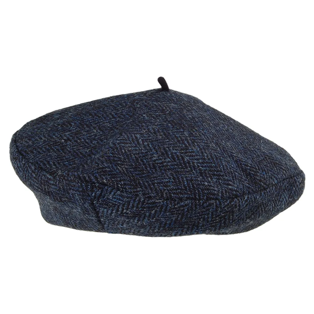 Héritage par Laulhère Hats Gwen Harris Tweed Herringbone Beret - Blue