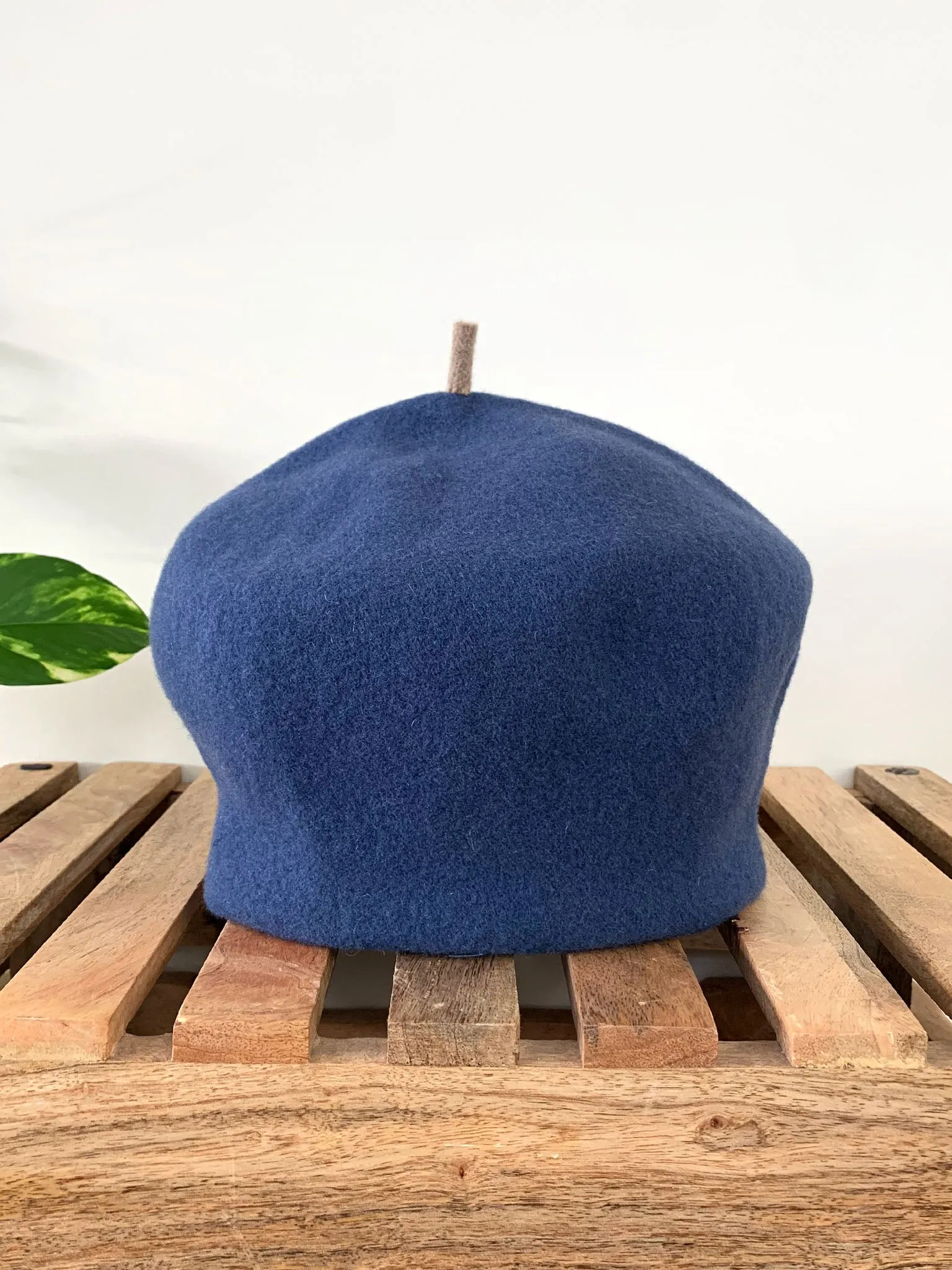 KOPKA Roll Up Woollen Felix Beret - Denim with Camel Tip