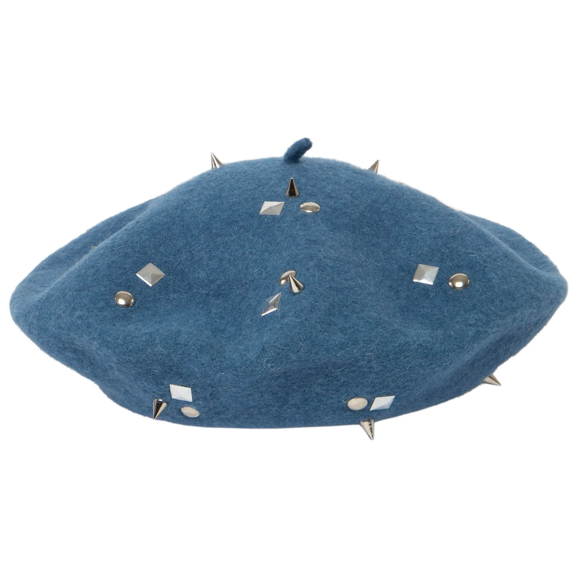 Last Night - Wool Blend Beret  with Metallic Stud Clusters