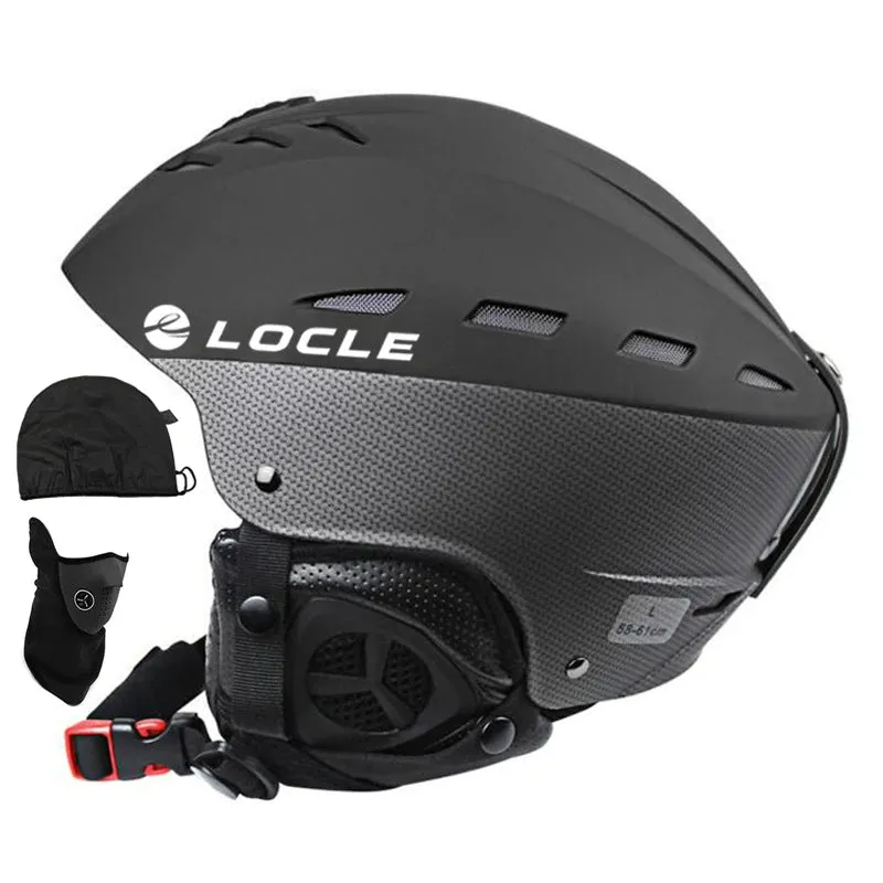 LOCLE Matte Black and White Snowboard Helmet