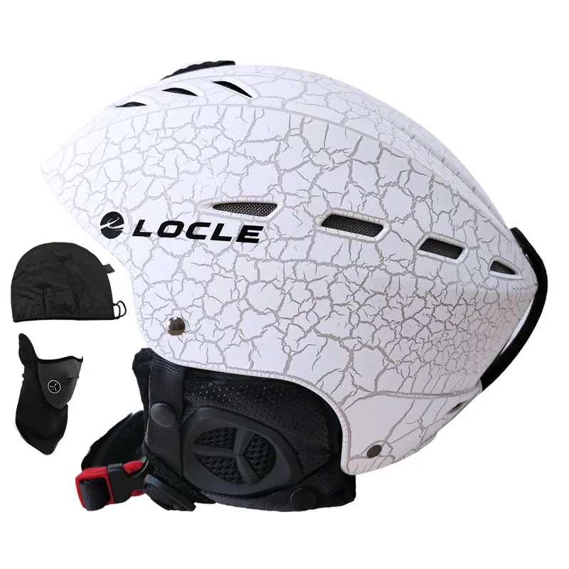 LOCLE Matte Black and White Snowboard Helmet