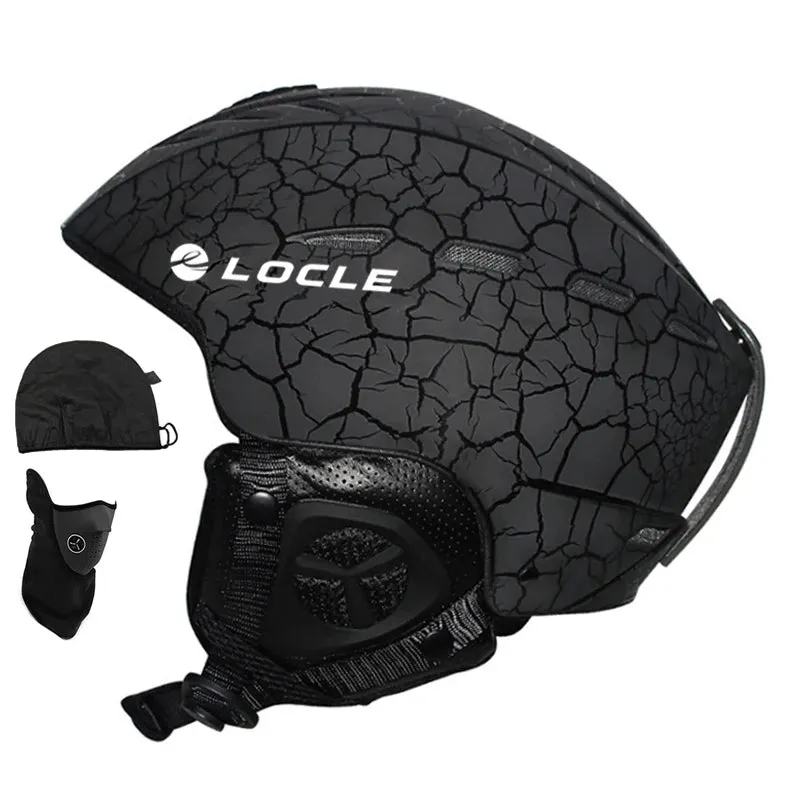 LOCLE Matte Black and White Snowboard Helmet