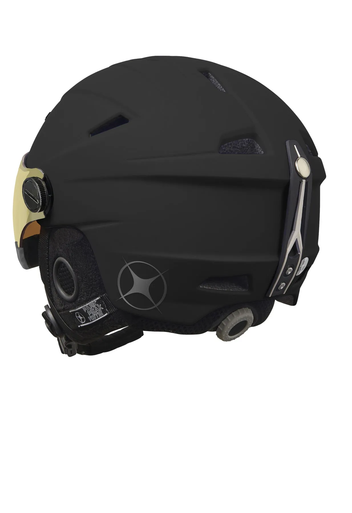 Manbi Park Ladies Black Ski Helmet with Gold Tinted Visor