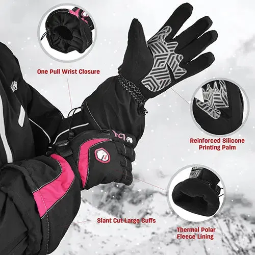 MCTi Ski Gloves Winter Waterproof Touch Screen Thinsulate Nylon Gloves for Women