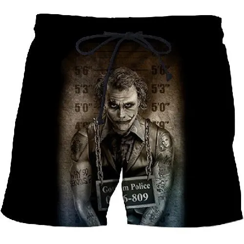 Men's Board Shorts Swim Trunks with Comic/Horror Prints