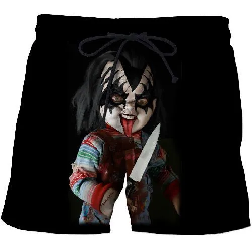 Men's Board Shorts Swim Trunks with Comic/Horror Prints