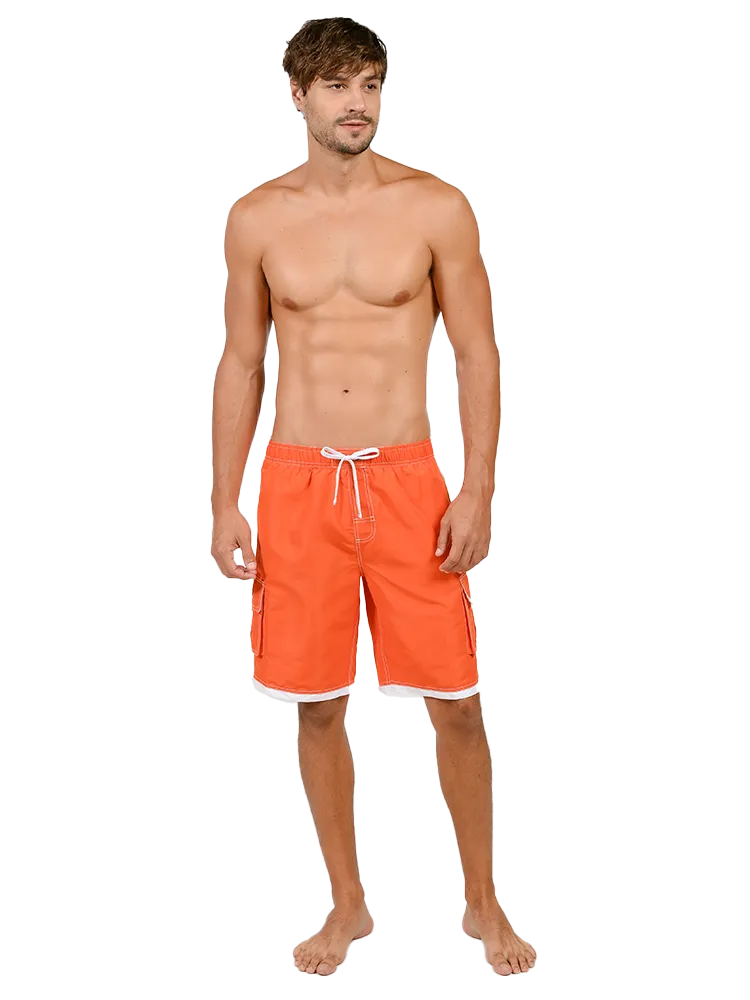 Men's Elasticized Board Shorts in bright solid colors