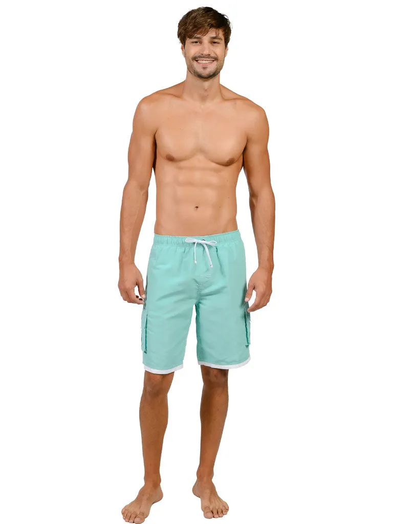 Men's Elasticized Board Shorts in bright solid colors