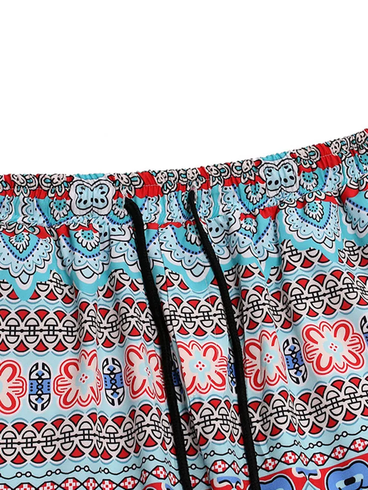 Men's Floral Printing Sports Hawaiian Shorts