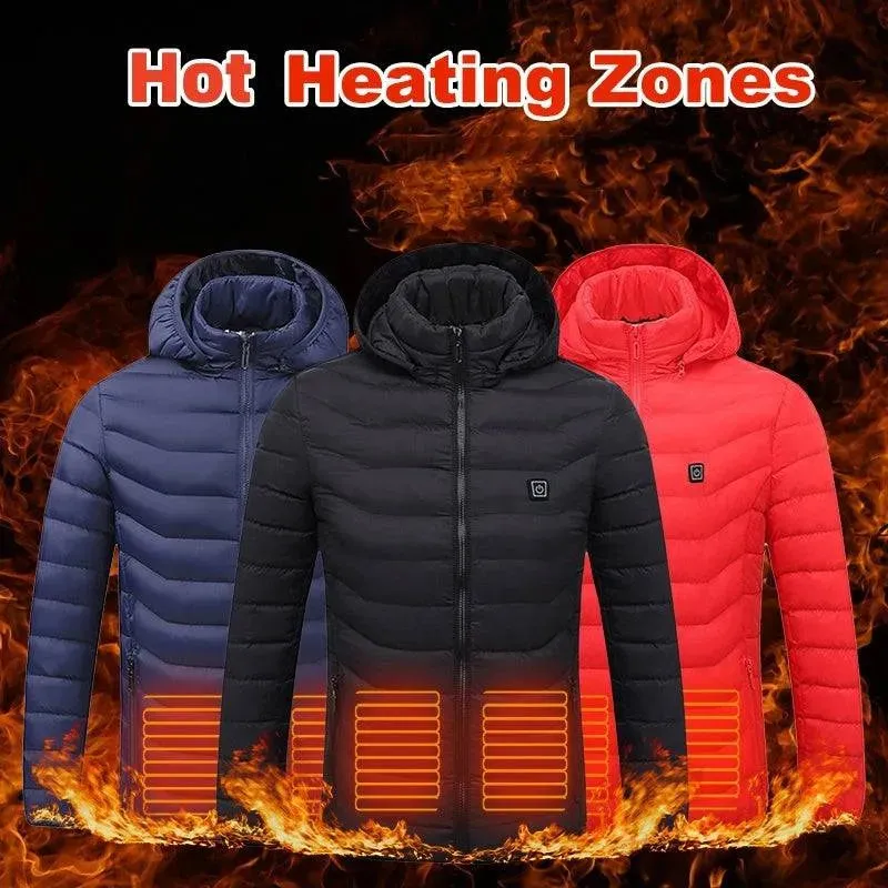 Men's Heated Ski Puffer Jacket with Hood