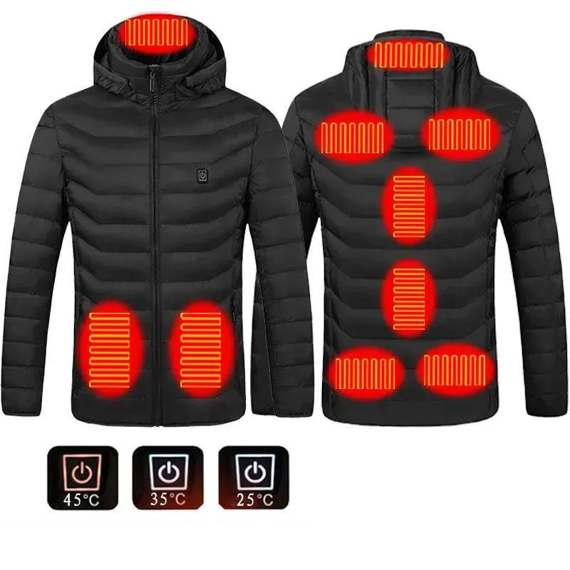 Men's Heated Ski Puffer Jacket with Hood