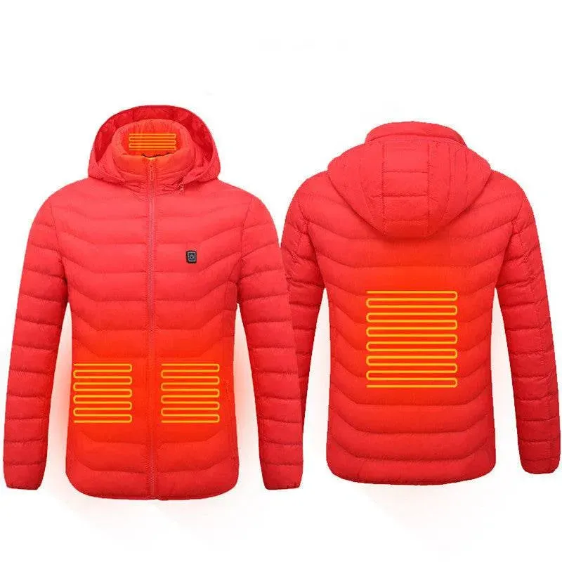 Men's Heated Ski Puffer Jacket with Hood