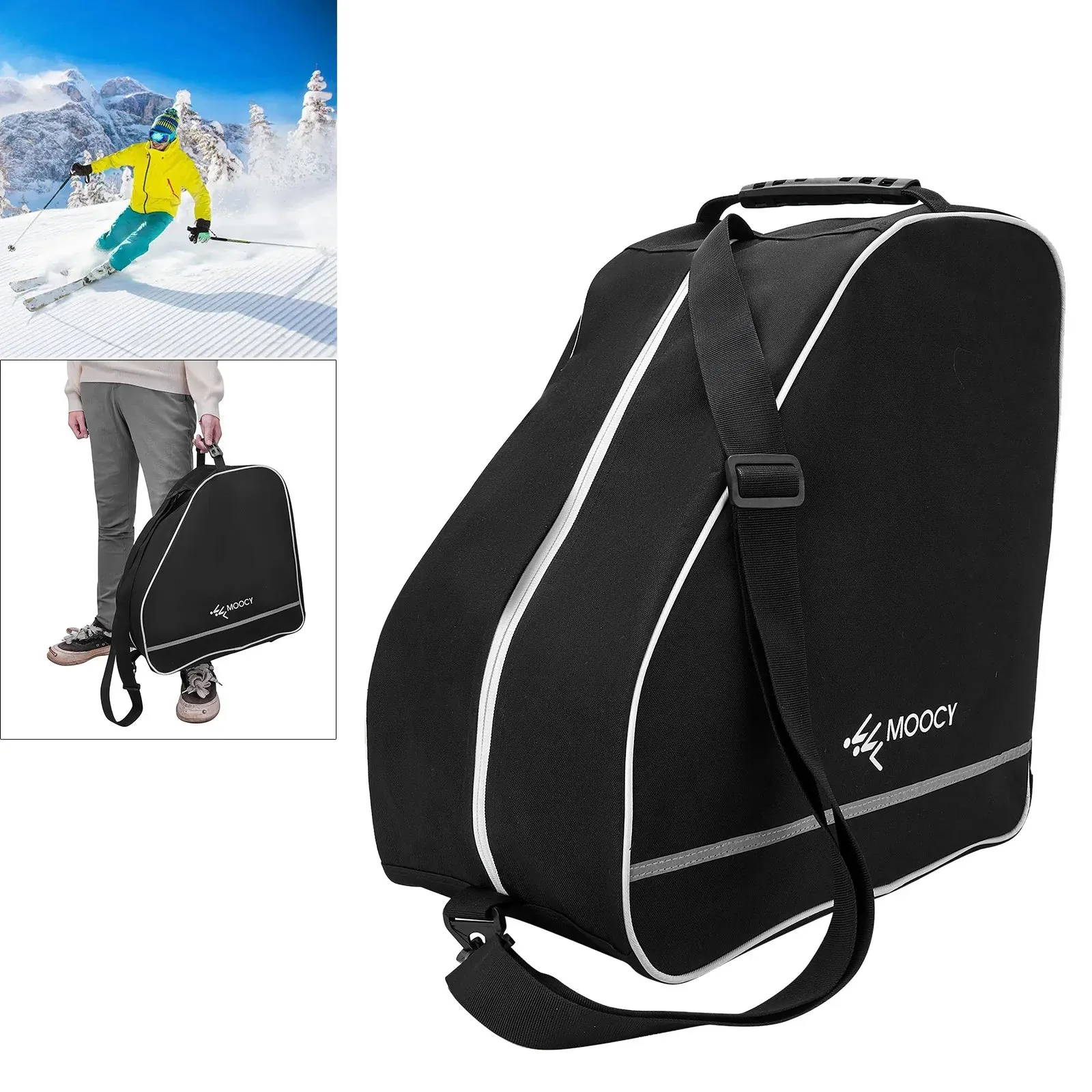 Multipurpose Ski Boot Bag Waterproof Oxford Cloth Ski Equipment Bag with Anti Slip Rubbers for Ski Boot Helmet Goggles Gloves