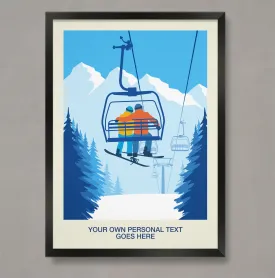 Personalised Snowboarding Couple Poster