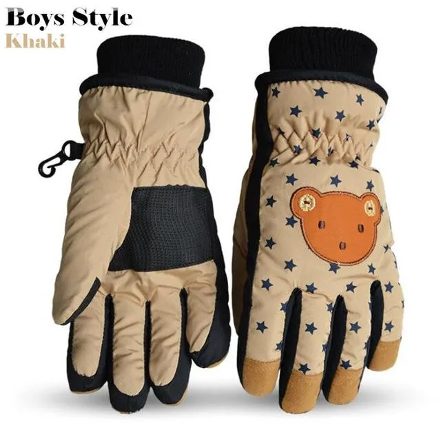 POWERPAI Ski Snowboard Cartoon Gloves - Kid's