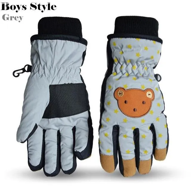 POWERPAI Ski Snowboard Cartoon Gloves - Kid's