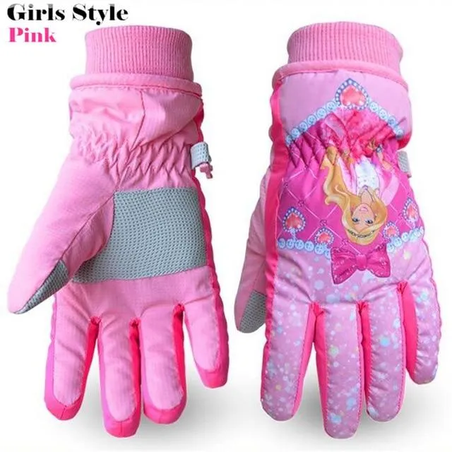 POWERPAI Ski Snowboard Cartoon Gloves - Kid's