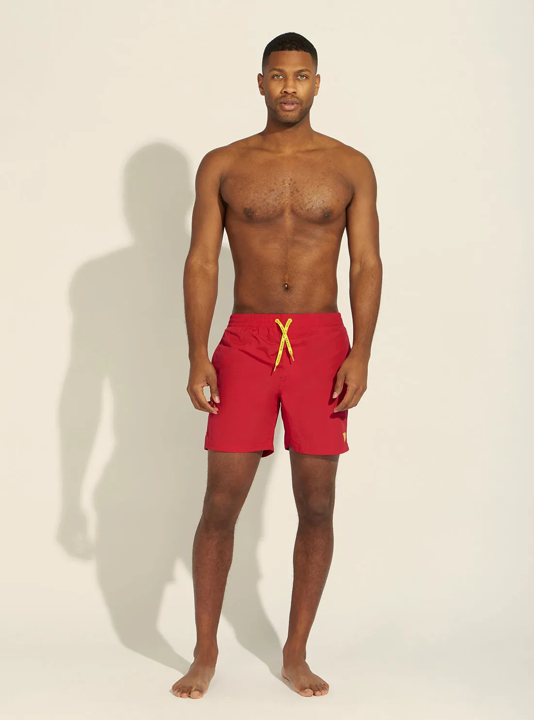 Red Nylon Woven Medium Swim Trunks